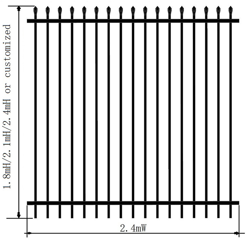 Galvanized Steel Garrison Security Fence Panels Product Size