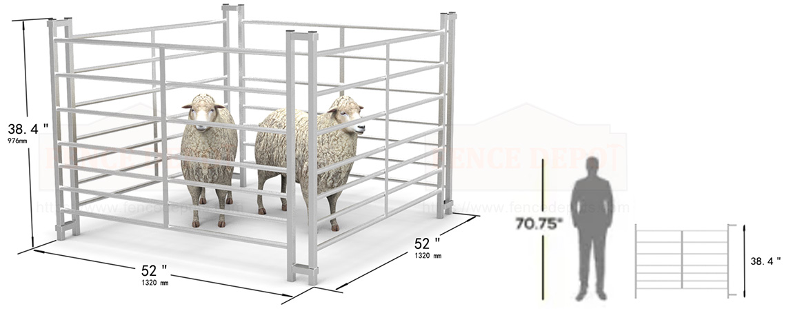 4ft 7 Railed Metal Galvanized Sheep Hurdle Fencing Product Size