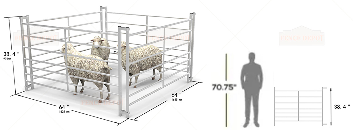 5ft 7 Railed Metal Galvanized Sheep Hurdle Fencing Product Size