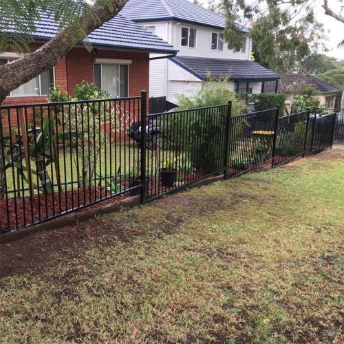 Flat Top Metal Ornamental Iron Fence Panel-2 Rail