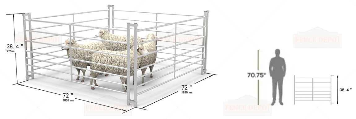 6ft 7 Railed Metal Galvanized Sheep Hurdle Fencing Product Size