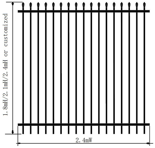 Steel Spear Top Security Fence Product Size