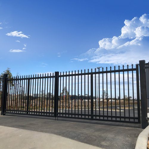 Black Steel Double Swing Driveway Fence Gate