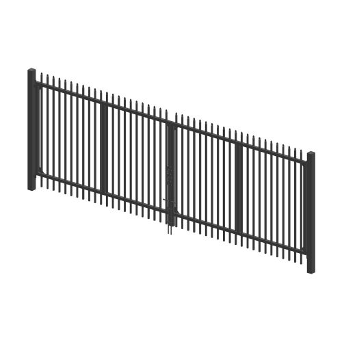 Black Steel Double Swing Driveway Fence Gate