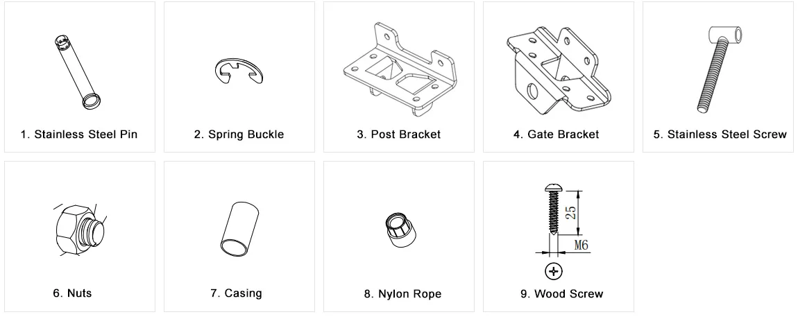 Adjustable Self-Closing Gate Hinges Detail