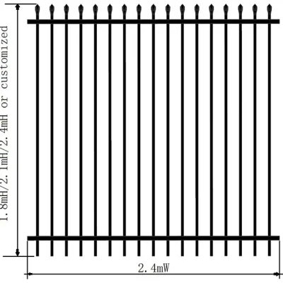 Black Powder Coated Spear Top Steel Fence Details