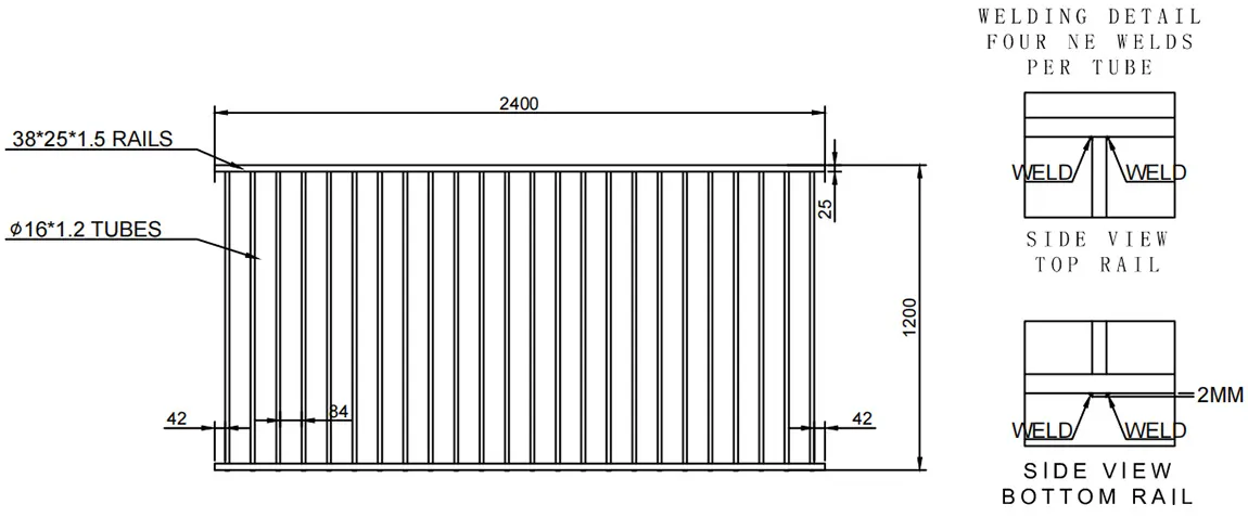 Flat Top Ornamental Iron Fence Detail