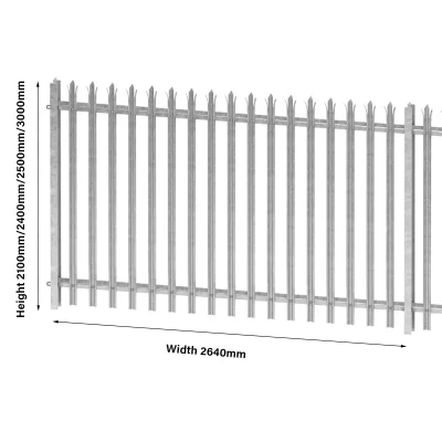 Steel Palisade Fencing Size Detail