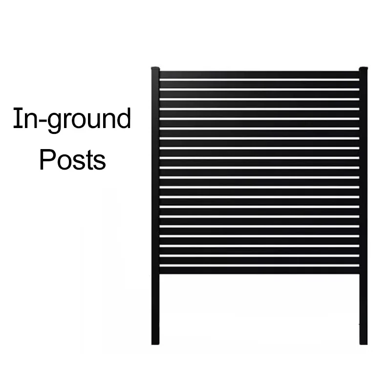 aluminum horizontal slat fence in-ground post