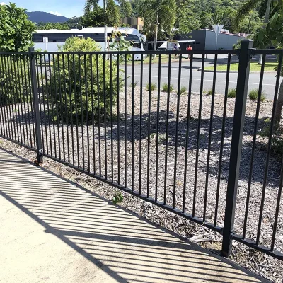 metal flat top square tube fence around road