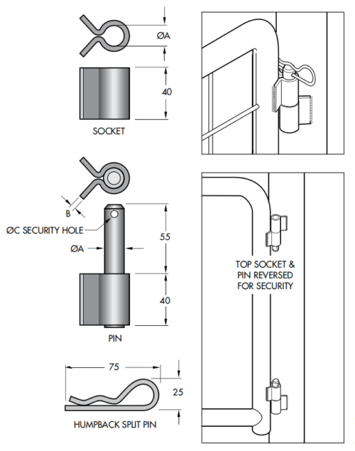 Weld On Hinges Sockets FENCE DEPOT