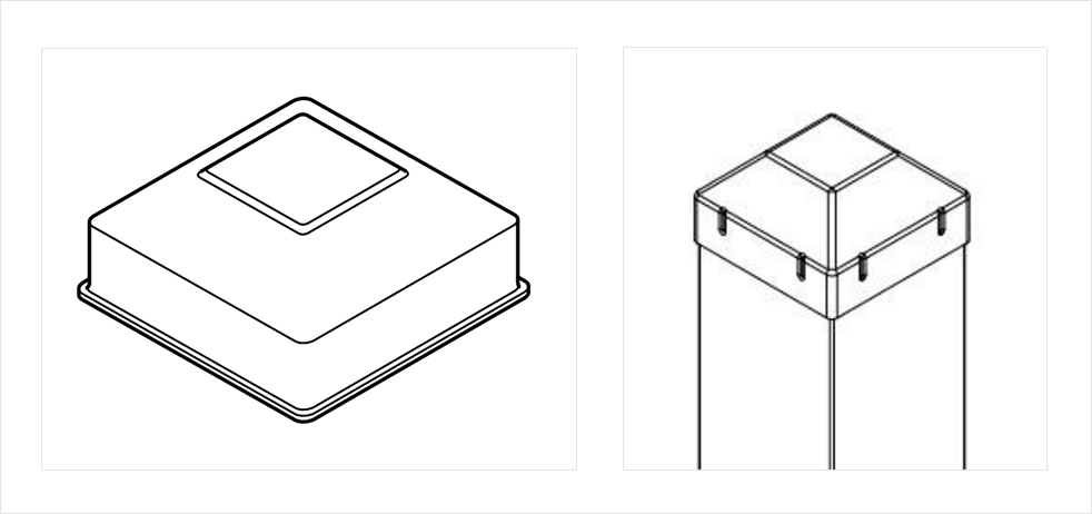 fence pipe square metal post caps drawings