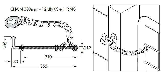 Concrete Post Ring Chain Latch Specification