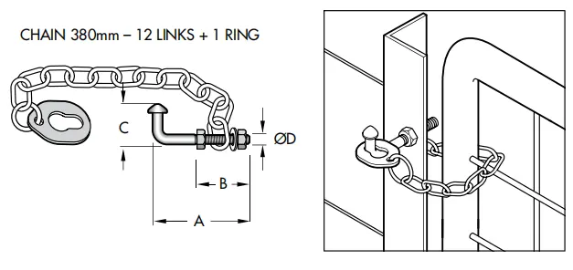 Farm Gate Bolt On Ring Chain Latch Specification