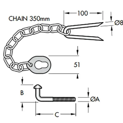 Farm-Gate-Screw-In-Ring-Chain-Latch-Specification