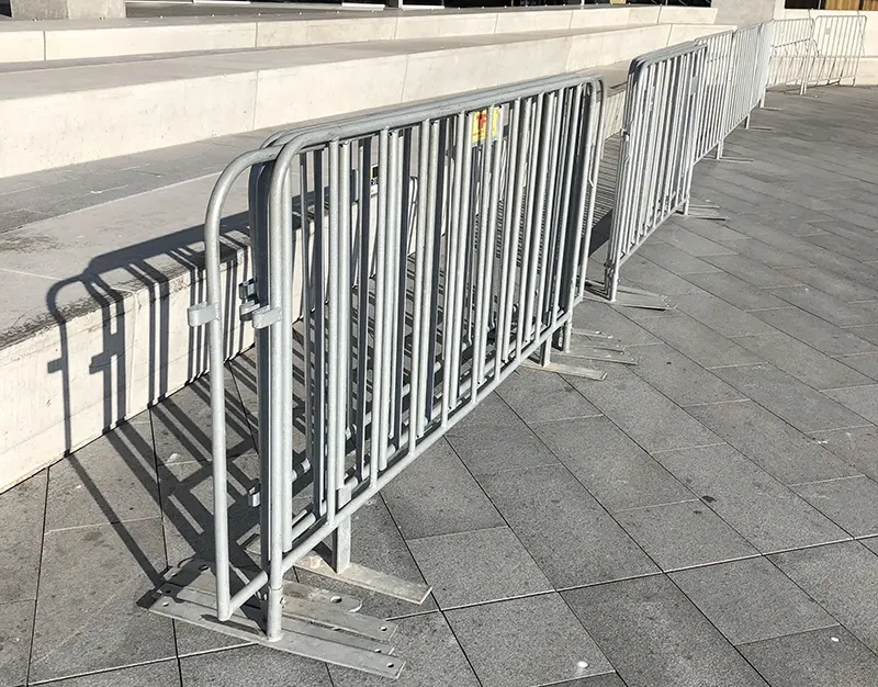 Crowd control barriers and security measures 