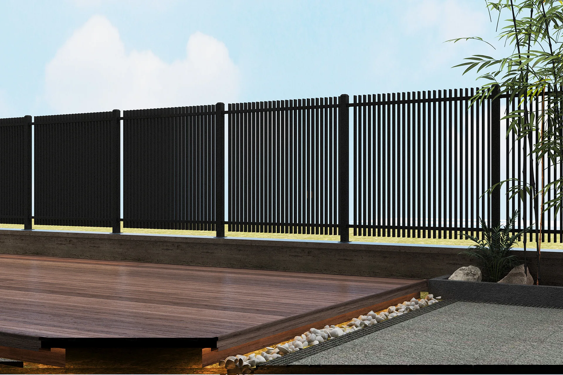 Metal Vertical Blade Fence Panel in Balcony & Terrace Railings