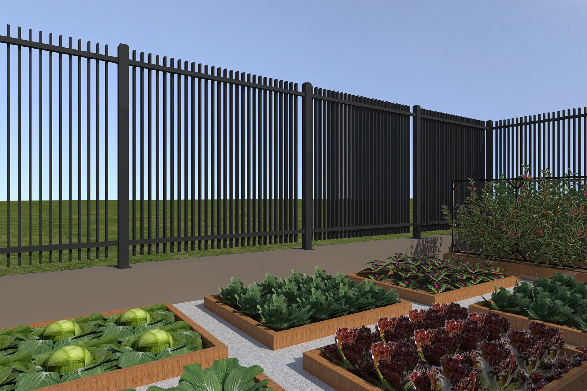 Metal Vertical Blade Fence Panel scene