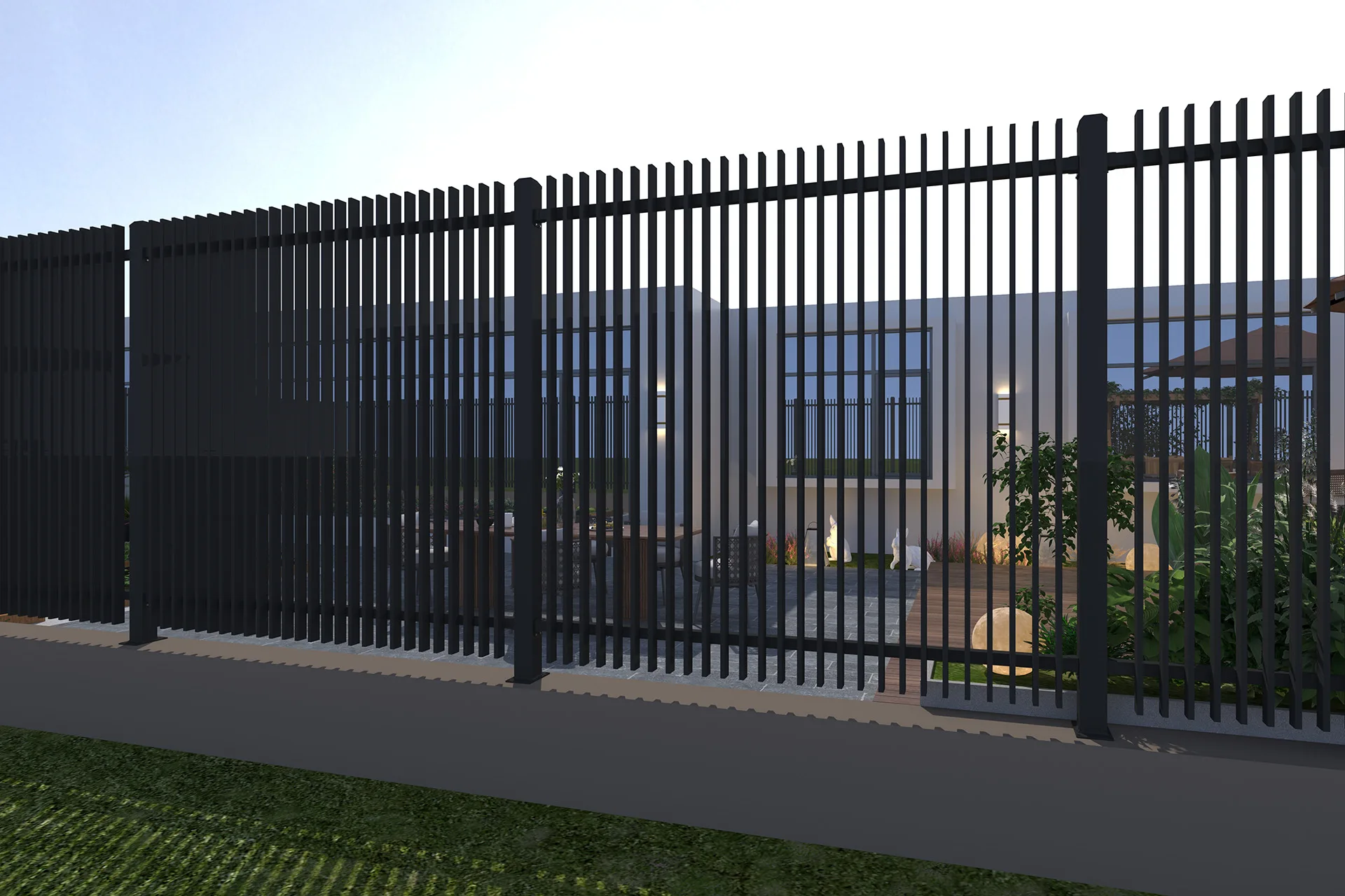 Metal Vertical Blade Fence Panel in Enclosures