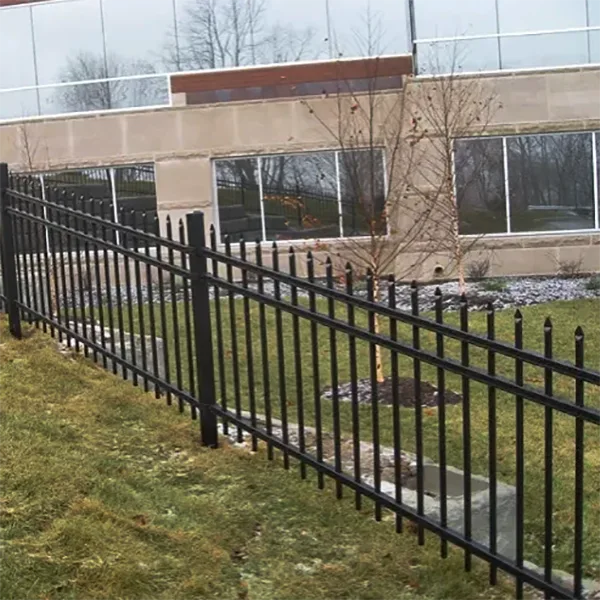 rackable steel spear top fence application