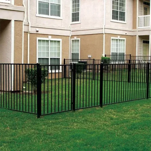 2 Rail Ornamental Steel Flat Top Fence Gate Application