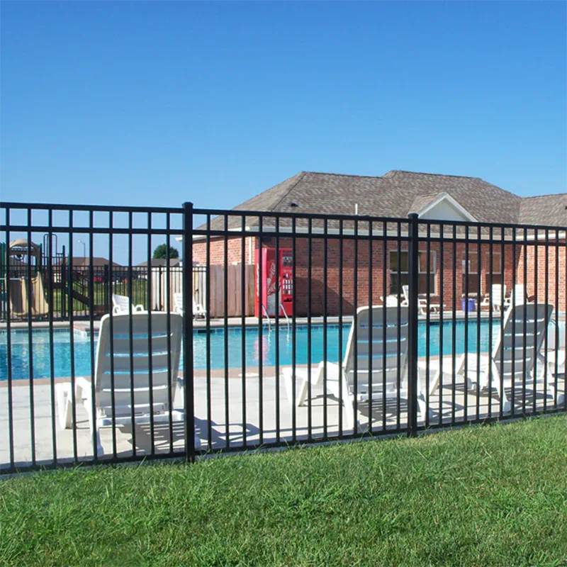 3 Rail Flat Top Aluminum Fence application