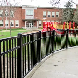 3 Rails Flat Top Aluminum Fence in school