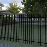 Black Powder Coated 2 Rail Steel Extended Picket Fence