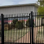 Black Powder Coated 2 Rail Steel Press Point Gate application