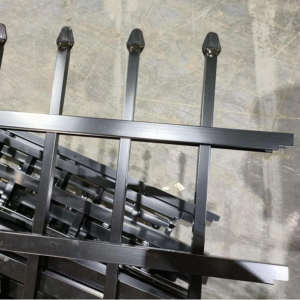 Black Powder Coated 3 Rail Aluminum Press Point Fence Detail