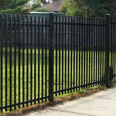 Black Powder Coated Steel Welded Commercial Extended Top Fence Application