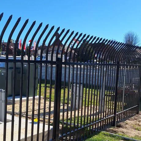 Steel Welded Commercial Curved Spear Top Fence application