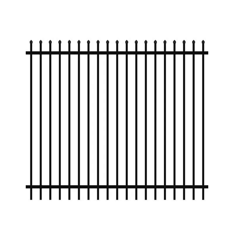 black powder coated steel press point fence
