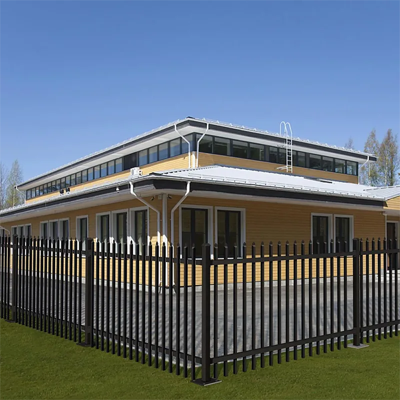 steel commercial spear top fence application