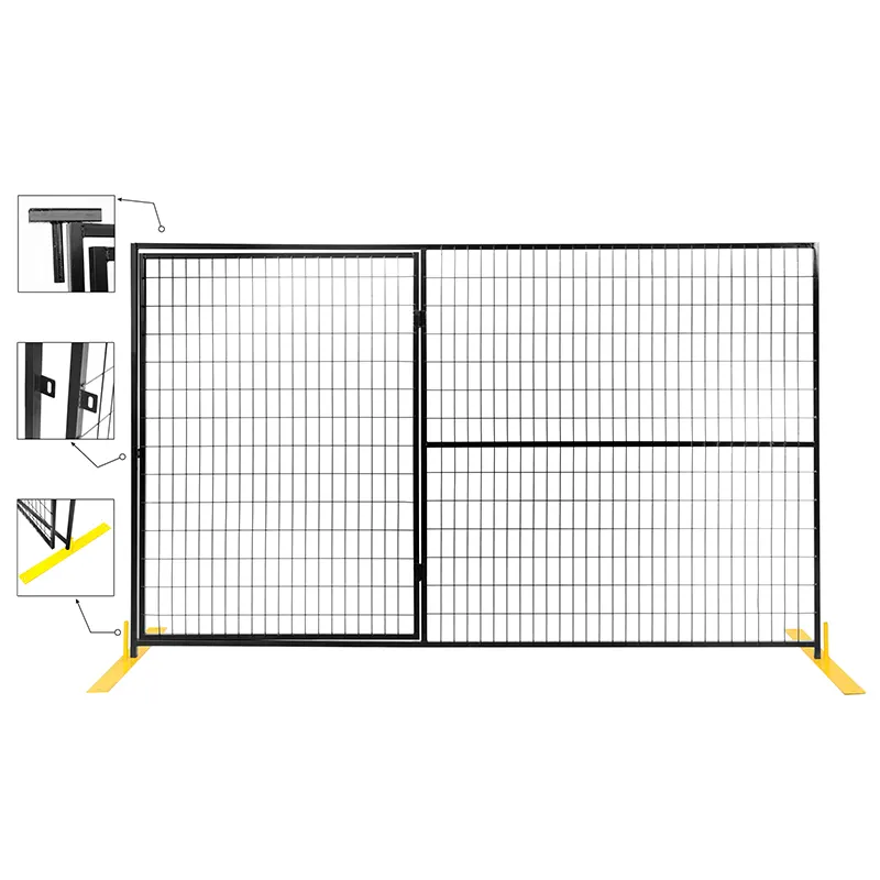 Black Powder Coated Temporary Fence Gate