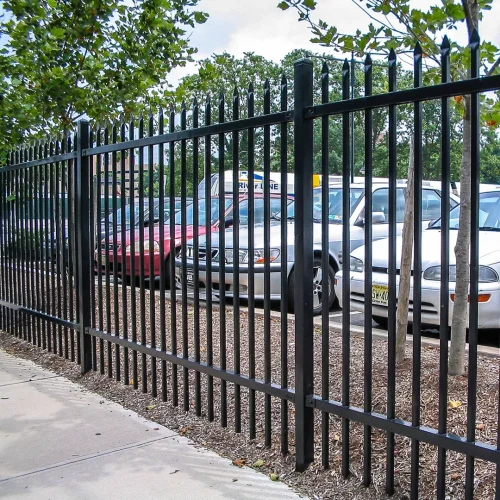Black Universal Steel Fence Flat Mount Bracket application