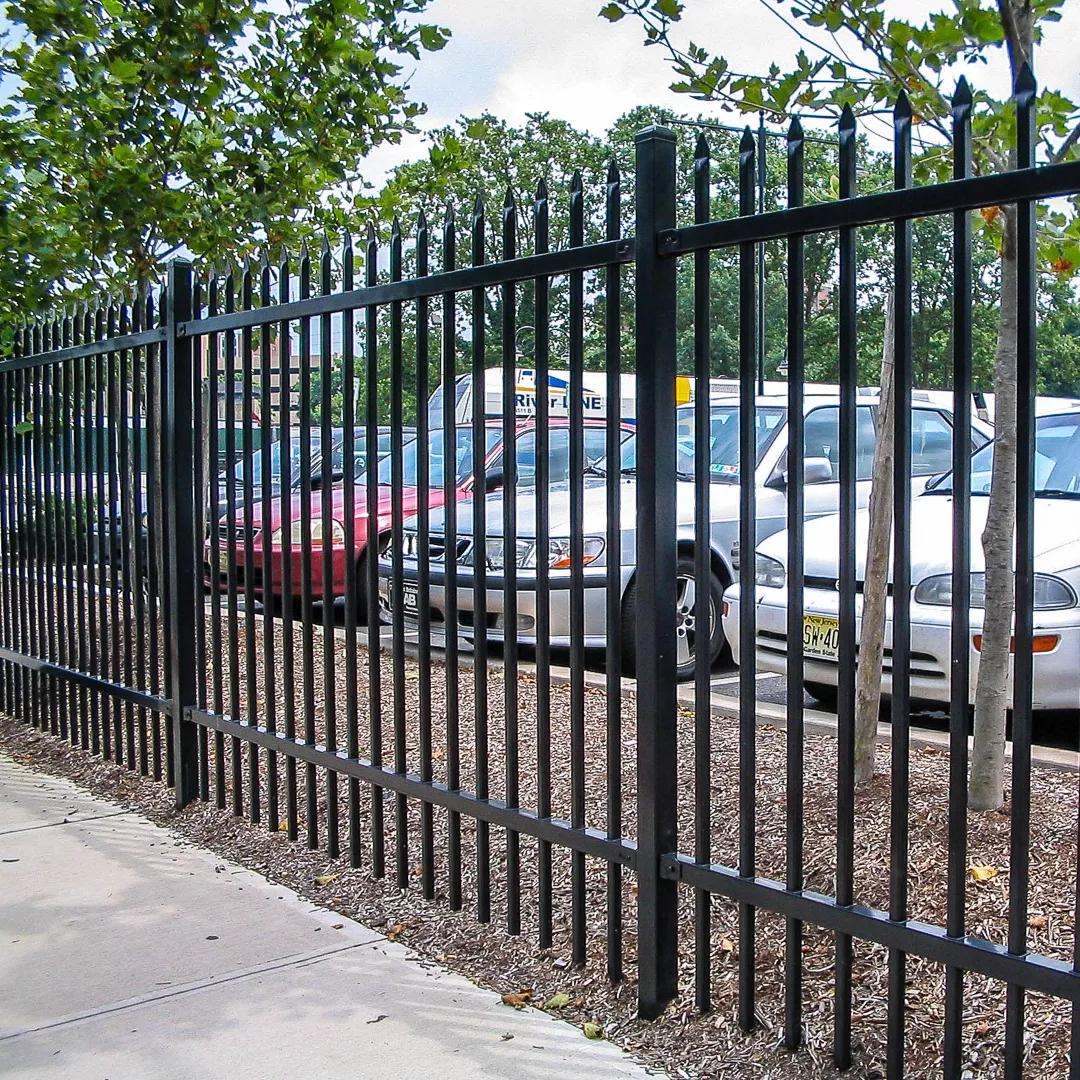 Black Universal Steel Fence Flat Mount Bracket application