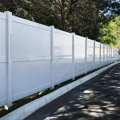3 Rails White Vinyl Privacy Fence Panels Application