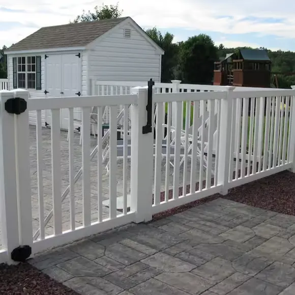 4 ft White Semi Privacy Single Vinyl Swing Gate in Residential