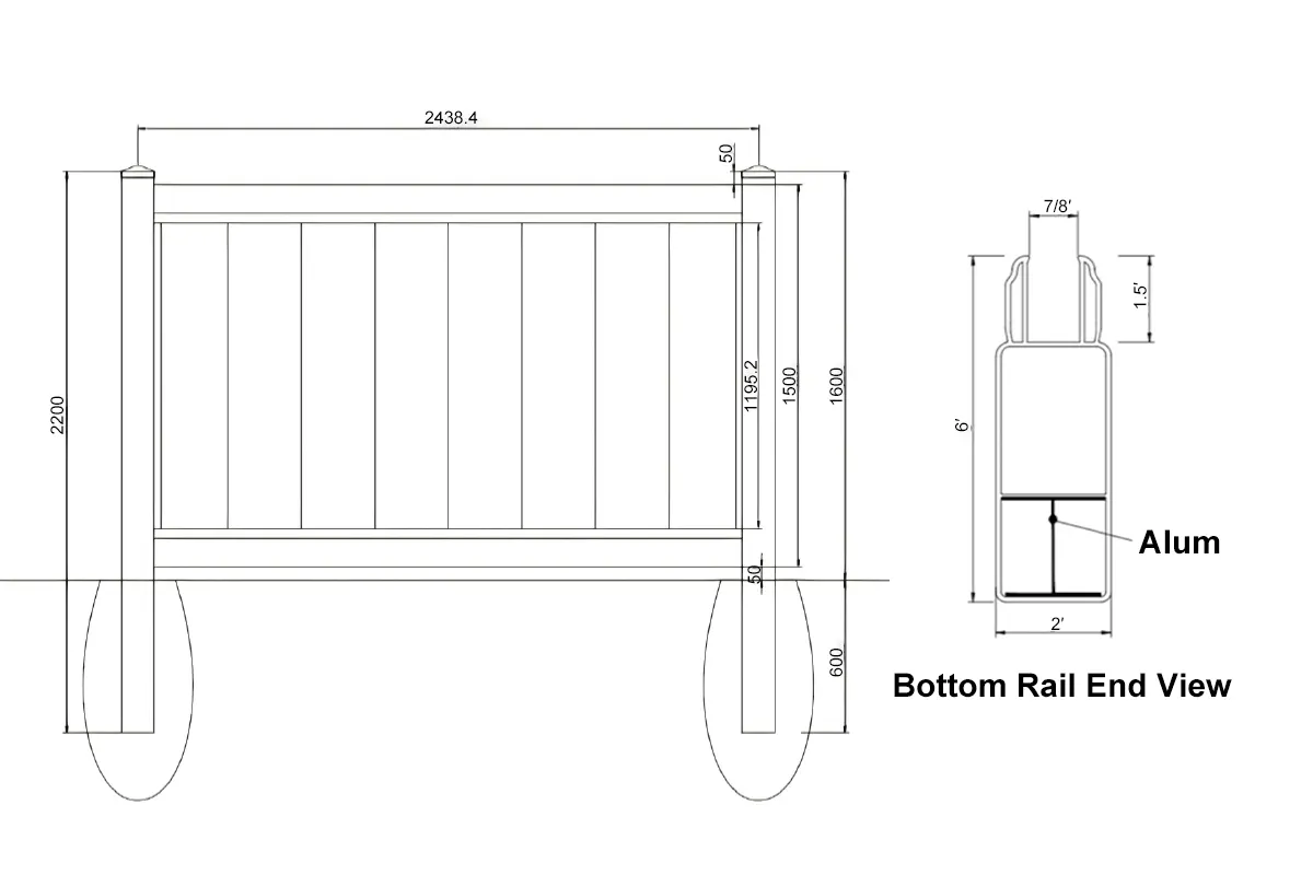 5ft Tall White Full Privacy PVC Fence Detail