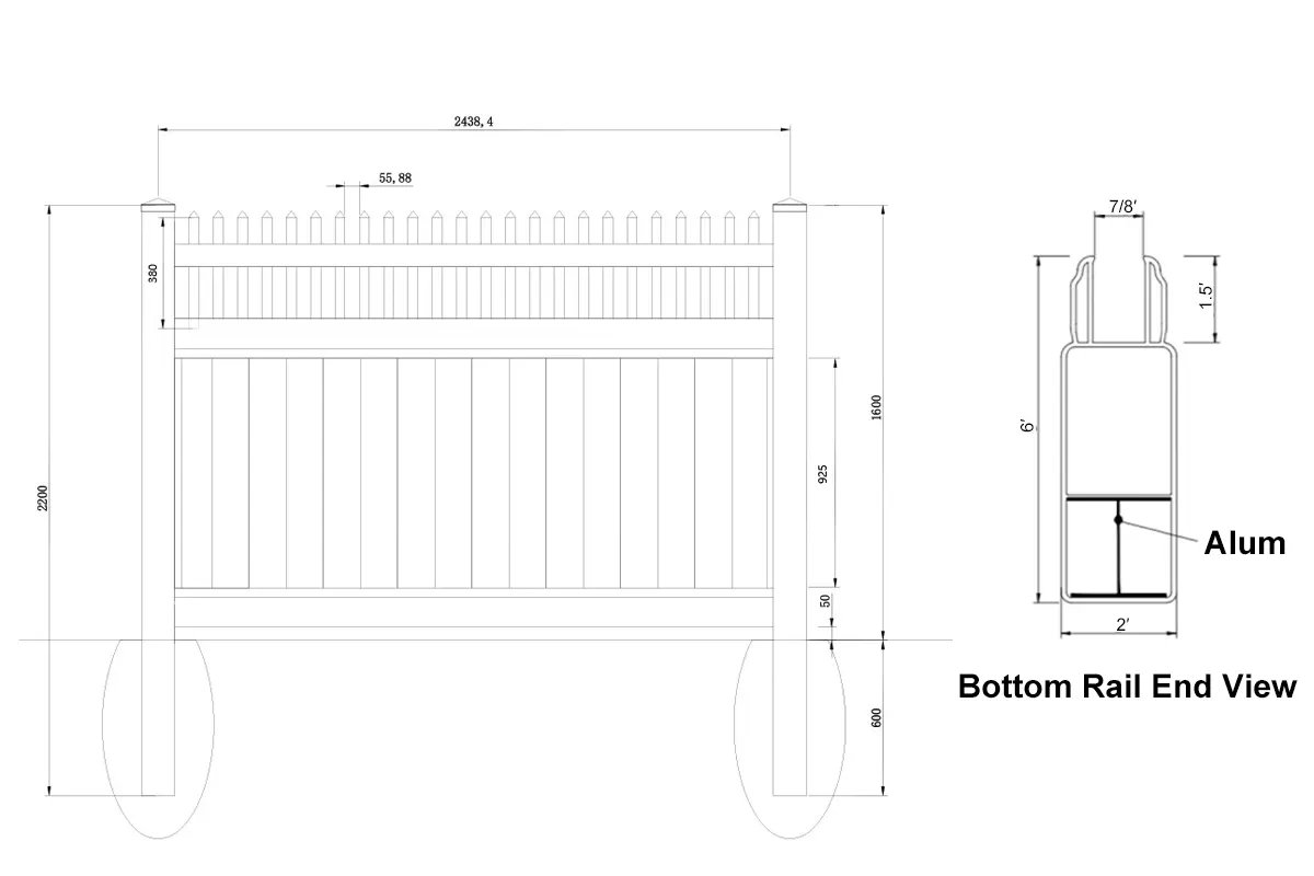 5ft Tall White Vinyl Privacy Fence Panel With Straight Picket Top Size