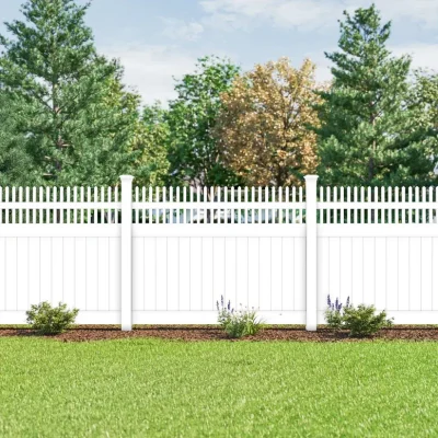 5ft Tall White Vinyl Privacy Fence With Straight Picket Top