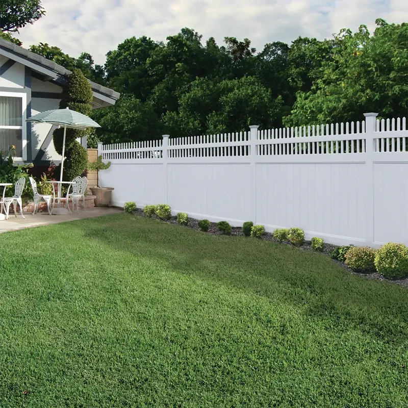 5ft Vinyl Privacy Fence Panel With Straight Picket Top in yard