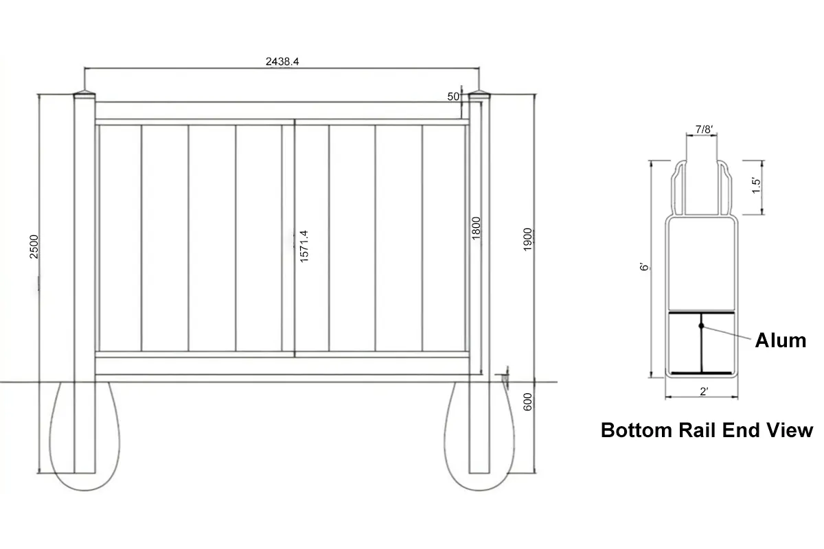6ft Tall White Full Privacy PVC Fence Detail