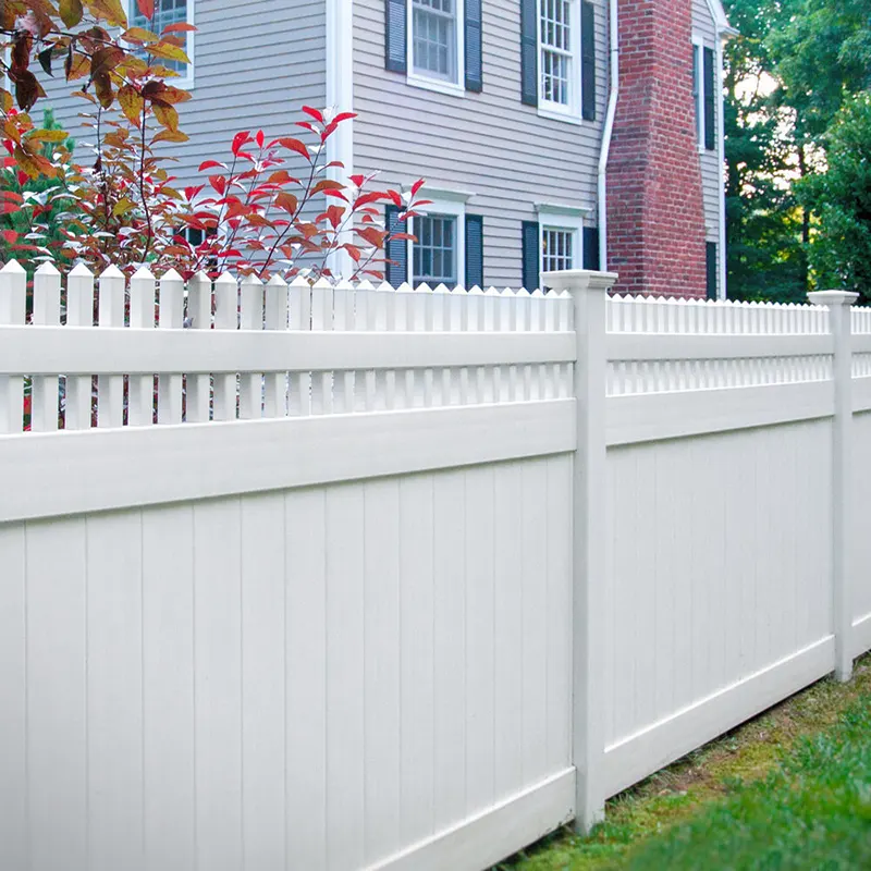6ft Vinyl Privacy Fence Panel With Straight Picket Top in Residential