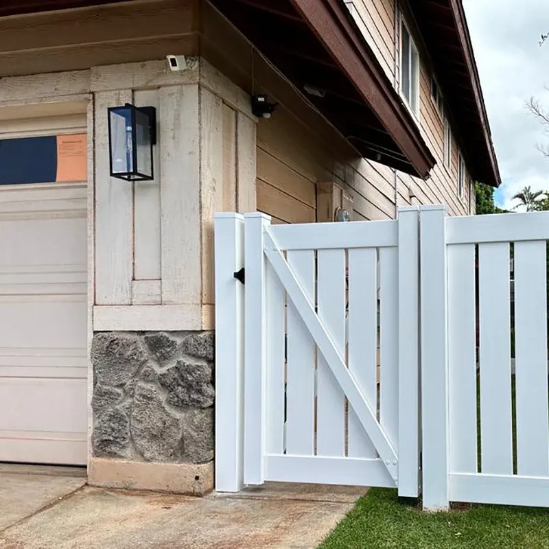 Semi-Privacy White Single Swing PVC Fence Gate in Residential