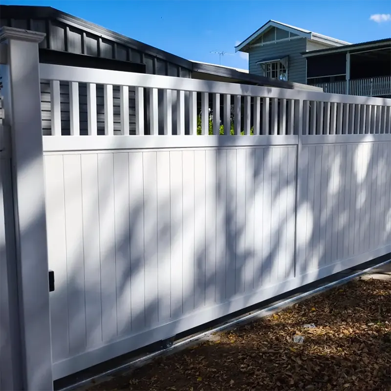 White Privacy Single Vinyl Slide Gate