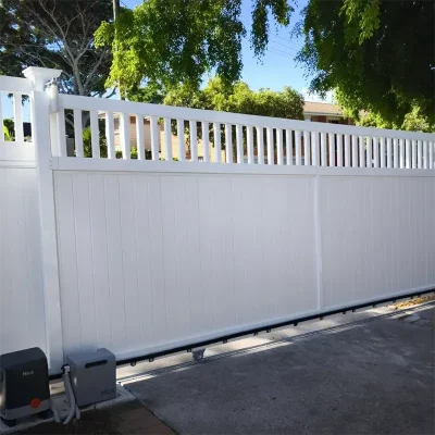 White Privacy Vinyl Slide Gate