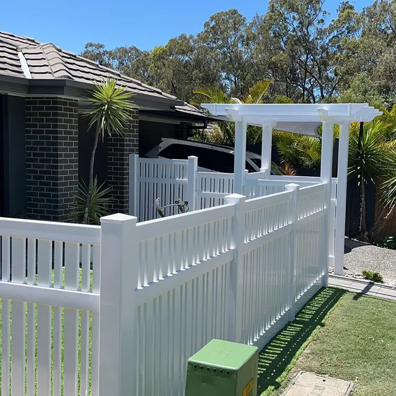 Vinyl Fence Flat Post Caps with semi privacy fence