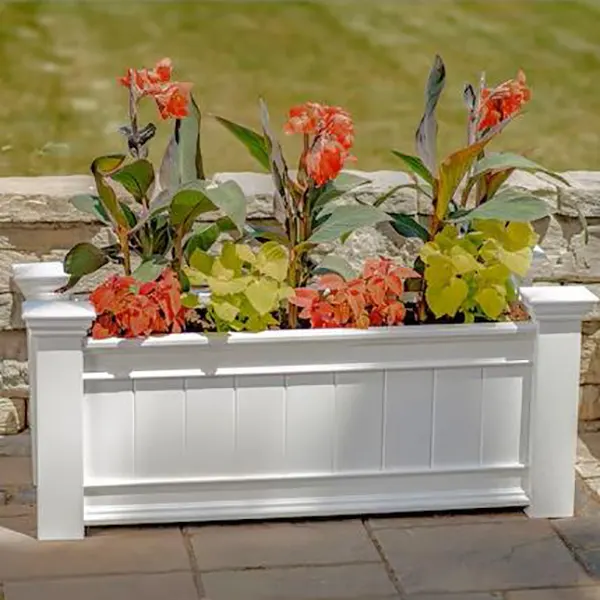 White Outdoor Rectangle Vinyl PVC Planter Box for flower
